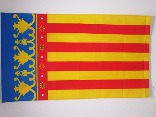 AZ FLAG - Bandera Comunidad Valenciana - 90x60 cm - Bandera Valenciana 100% Poliéster con Ojales de Metal Integrados - 50g - Colores Vivos Y Resistente A La Decoloración